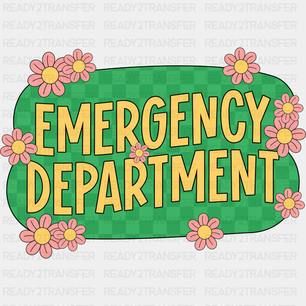 Emergency Department Pink Flowers - ER Nurse DTF Transfers