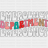Emergency Department Retro Letters - ER Nurse DTF Transfers ready2transfer Dark Color Design (See Imaging)