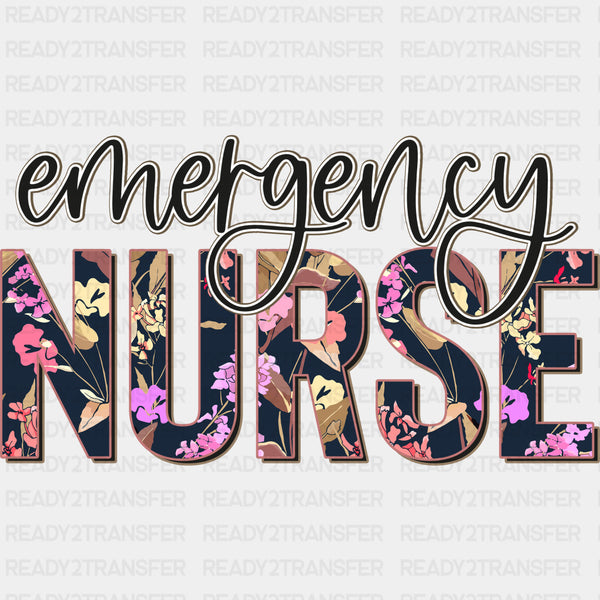 Emergency Nurse Floral Design - ER Nurse DTF Transfers