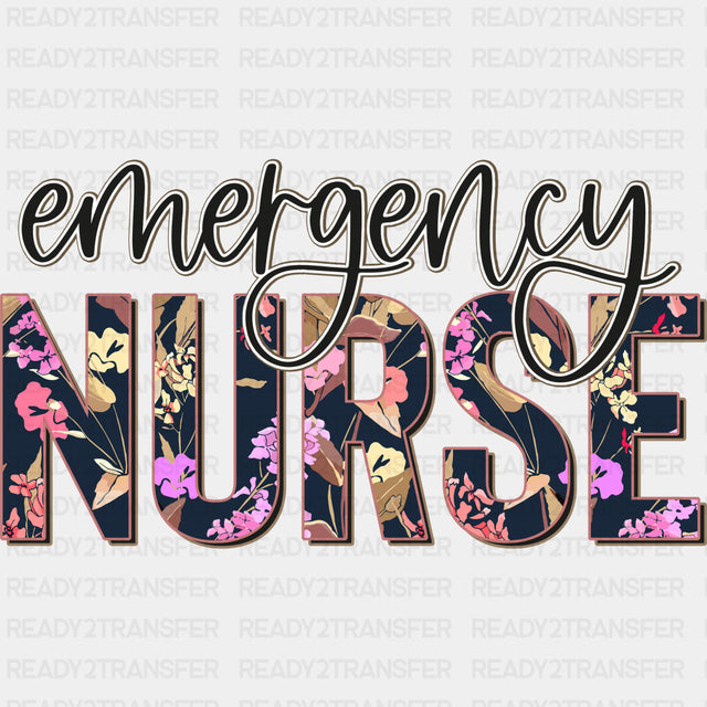Emergency Nurse Floral Design - ER Nurse DTF Transfers ready2transfer