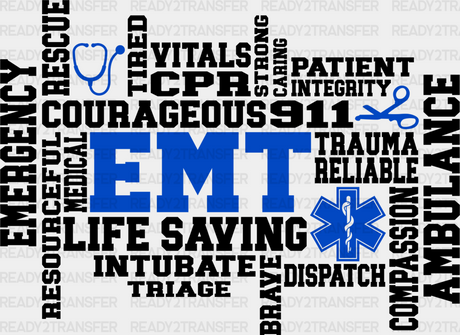 Emt Courageous Life Saving - Dtf Heat Transfer Adult Unisex S & M (10’’) / Dark Color Design