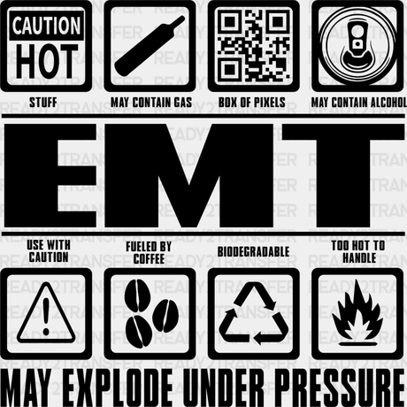 Emt May Explode Under Pressure - Dtf Heat Transfer Adult Unisex S & M (10’’) / Dark Color