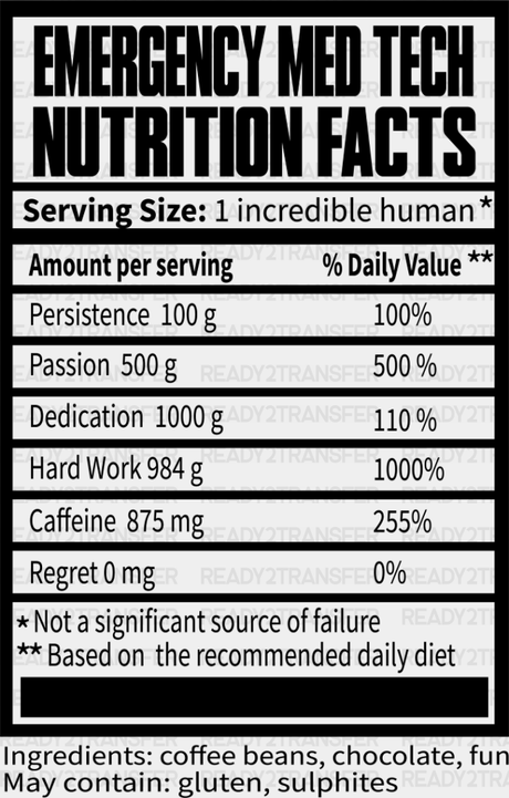 Emt Nutrition Facts - Dtf Heat Transfer Adult Unisex S & M (10’’) / Dark Color Design (See Imaging)