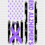 End Alzheimer's US Flag - Alzheimer's Awareness DTF Transfer ready2transfer Dark Color Design (See Imaging)