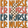 ER Nurse Brown Checkered Lightning Bolt - ER Nurse DTF Transfers ready2transfer