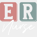 ER Nurse, Cursive - ER Nurse DTF Transfers ready2transfer Light Color Design (See Imaging)