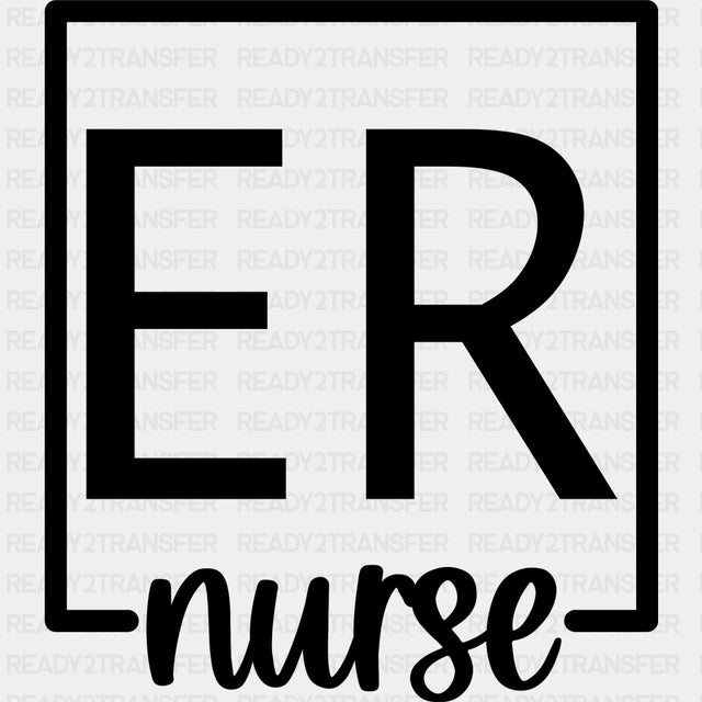 ER Nurse Square Design - ER Nurse DTF Transfers ready2transfer Black
