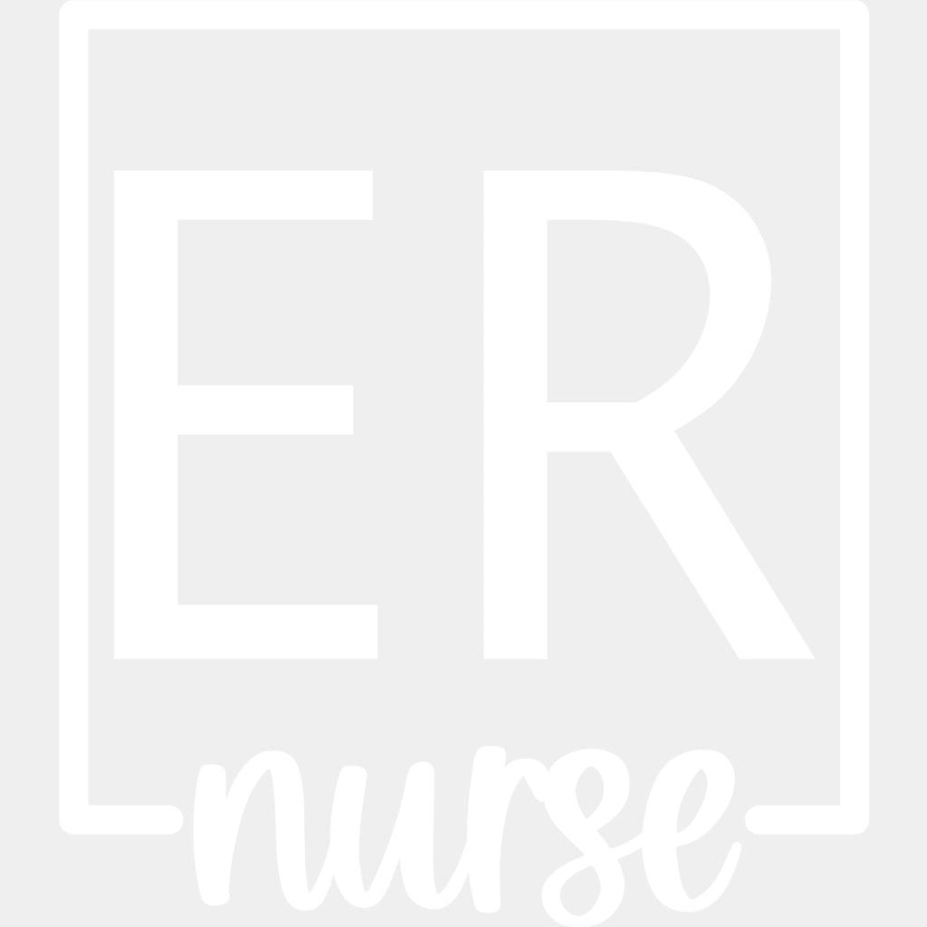 ER Nurse Square Design - ER Nurse DTF Transfers ready2transfer White