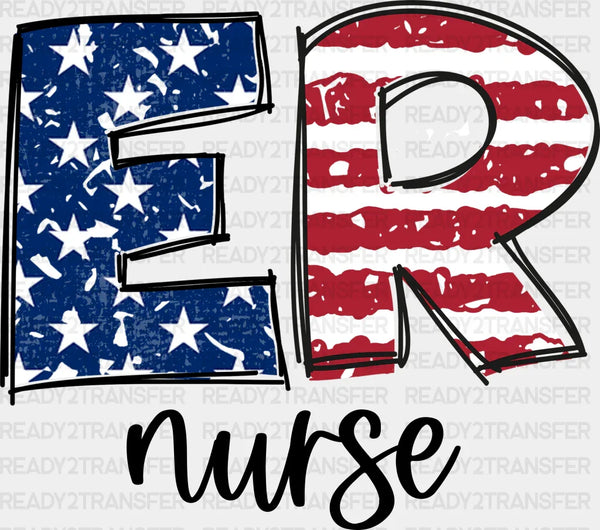 Er Nurse US Flag Design - ER Nurse DTF Transfers