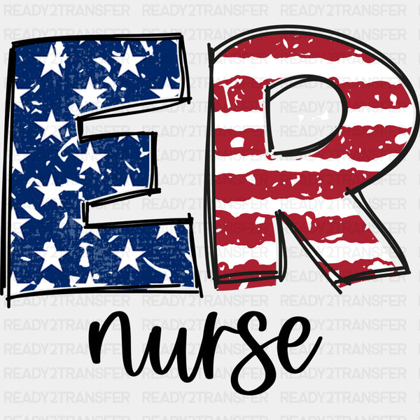 Er Nurse US Flag Design - ER Nurse DTF Transfers