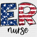 Er Nurse US Flag Design - ER Nurse DTF Transfers ready2transfer Black
