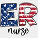 Er Nurse US Flag Design - ER Nurse DTF Transfers ready2transfer White