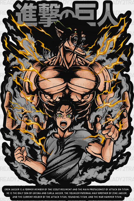 Eren Jaeger Titan Design - Attack On Iron Dtf Transfer Adult Unisex S & M (10’’) / Dark Color