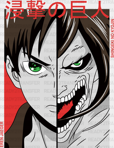 Eren Jaeger Two Face Design - Attack On Titan Iron Dtf Transfer