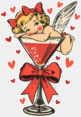 Eros Martini Glass Red Design - Valentine’s Day Dtf Transfer Adult Unisex S & M (10’’) /