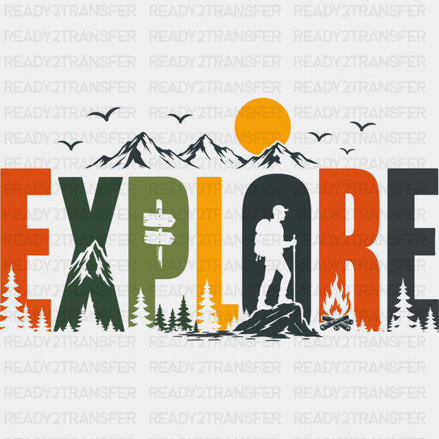 Explore - Hiking DTF Transfers - Adult Unisex - S & M (10’’) / Dark Color Design (See Imaging)