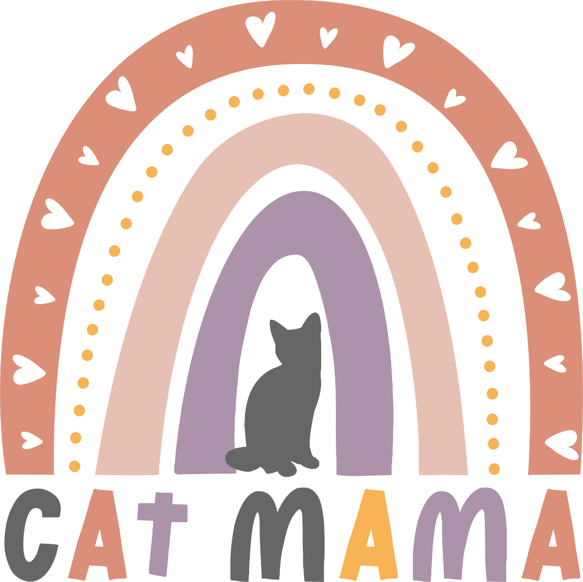 Cat Mama Rainbow Mother's Day DTF Heat Transfer, Mama Design, Mom DTF