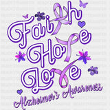 Faith Hope Love Flowers - Alzheimer's Awareness DTF Transfer ready2transfer