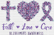 Faith Love Cure - Alzheimer’s Awareness DTF Transfer Adult Unisex - S & M (10’’) / Dark Color Design (See Imaging)