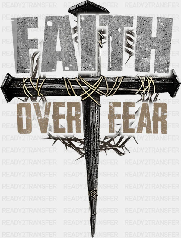 Faith Over Fear Metal Design - Christianity DTF Transfer