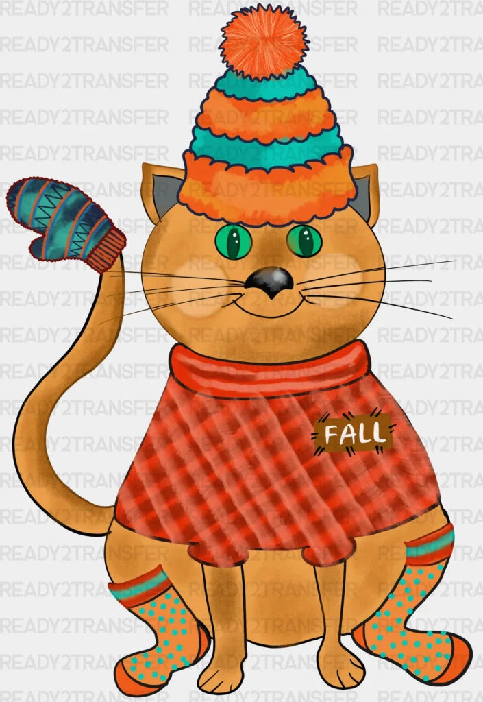 Fall Cat Dtf Transfer