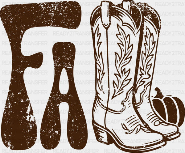 Fall Cowboy Boots Brown & White - Fall DTF Transfer