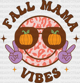 Fall Mama Vibes Glasses Smiley - Dtf Transfer Adult Unisex S & M (10’’) / Dark Color Design
