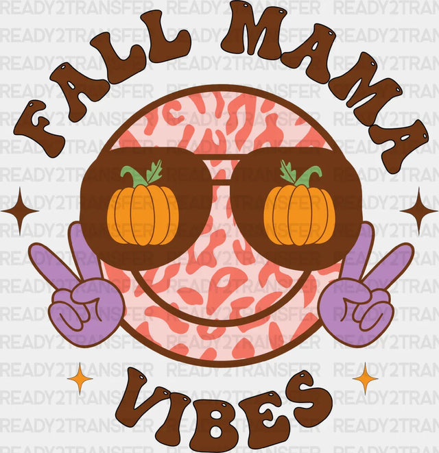 Fall Mama Vibes Glasses Smiley - Dtf Transfer Adult Unisex S & M (10’’) / Dark Color Design