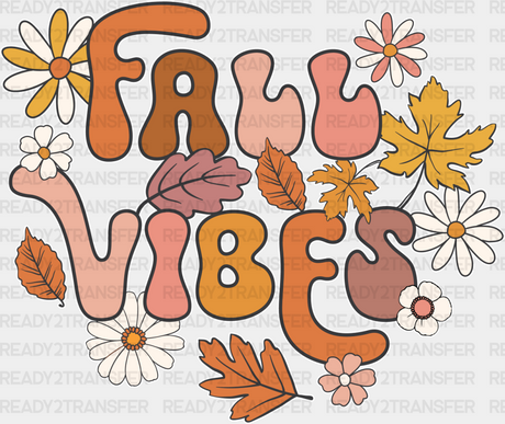 Fall Vibes Flowers And Leaves - Dtf Transfer Adult Unisex S & M (10’’) / Light Color Design