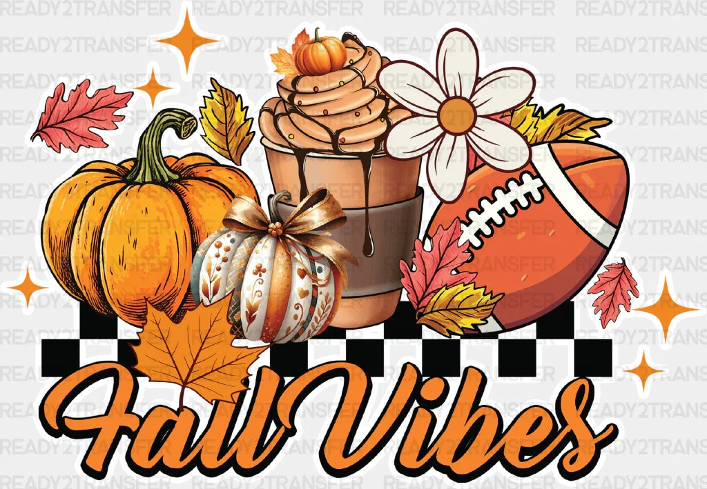 Fall Vibes Football Design - Dtf Transfer Adult Unisex S & M (10’’) / Light Color (See Imaging)