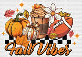 Fall Vibes Football Design - Dtf Transfer Adult Unisex S & M (10’’) / Light Color (See Imaging)