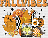 Fall Vibes Gnomes Pumpkins Stars - Dtf Transfer Adult Unisex S & M (10’’) / Dark Color Design