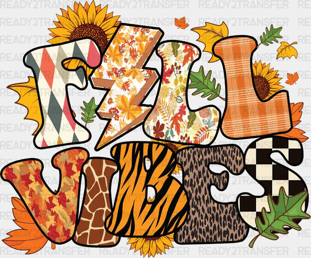 Fall Vibes Sunflower Design - Dtf Transfer Adult Unisex S & M (10’’) / Dark Color (See Imaging)