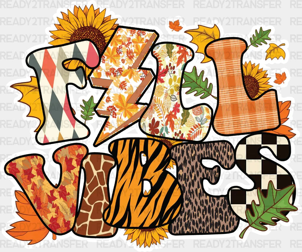 Fall Vibes Sunflower Design - Dtf Transfer Adult Unisex S & M (10’’) / Light Color (See Imaging)