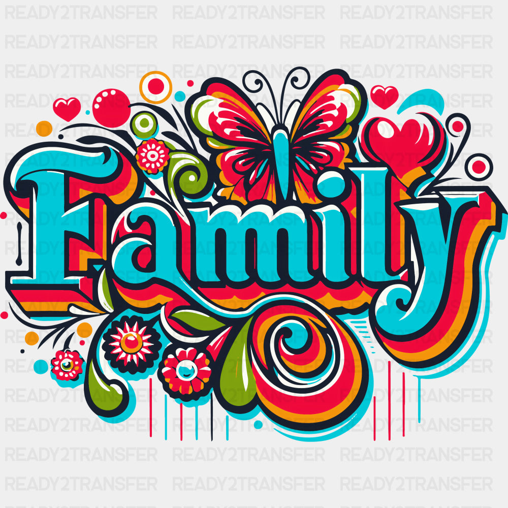 Family Blue Retro - Family DTF Transfers ready2transfer