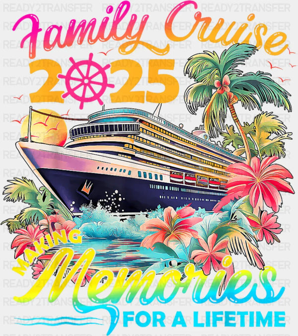 Family Cruise 2025 Making Memories Pink Trees - Vacation DTF Transfer