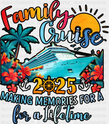 Family Cruise 2025 Red Flowers - Vacation DTF Transfer Adult Unisex - S & M (10’’) / Dark Color Design (See Imaging)