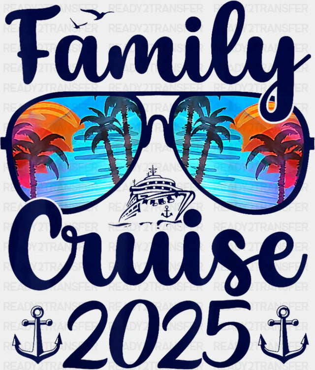 Family Cruise 2025 Sunglasses Blue Design - Vacation DTF Transfer