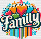 Family Hearts Colorful Design - Dtf Transfer
