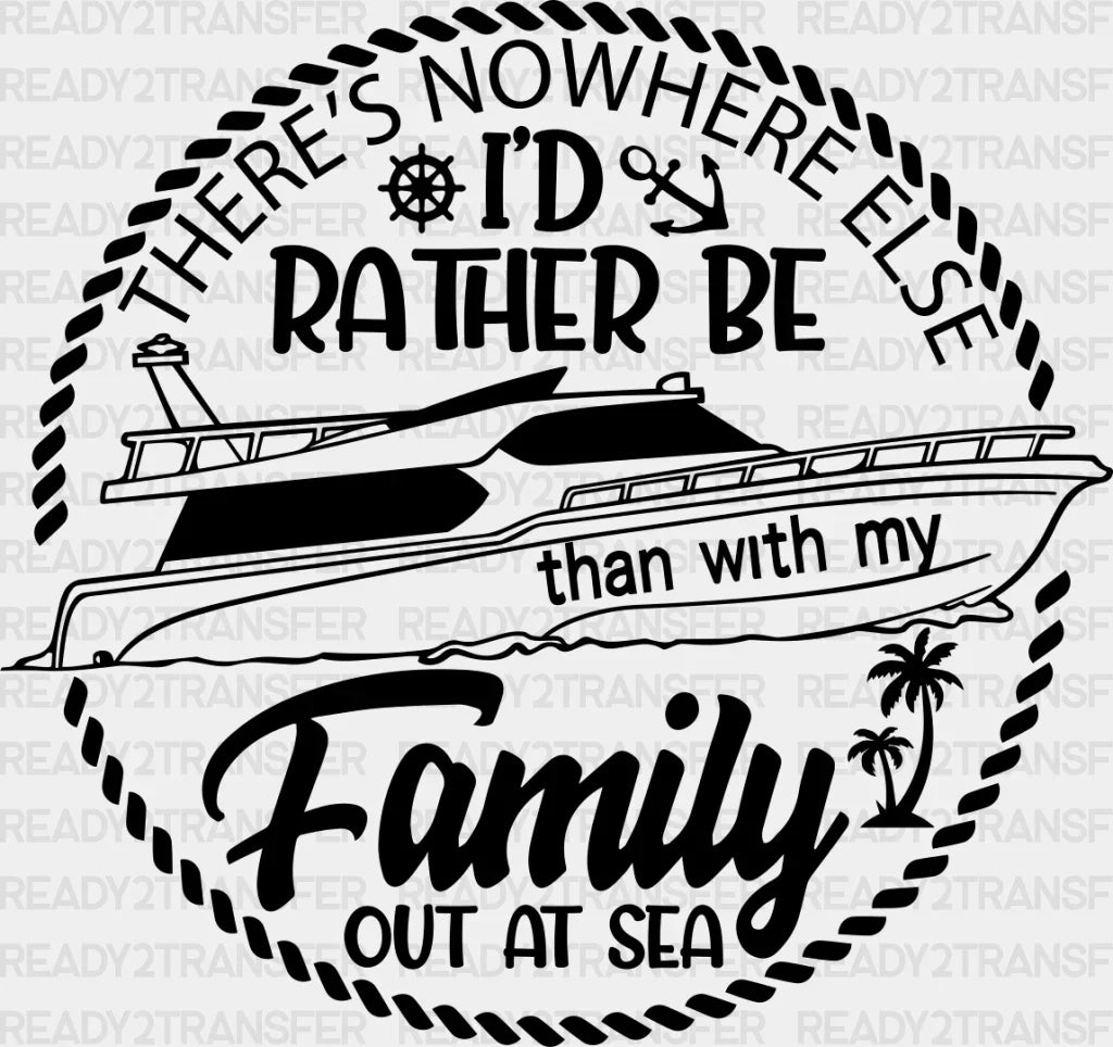 Family Out At Sea Black And White - Cruise Dtf Heat Transfer Adult Unisex S & M (10’’) / Dark