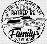Family Out At Sea Black And White - Cruise Dtf Heat Transfer Adult Unisex S & M (10’’) / Dark