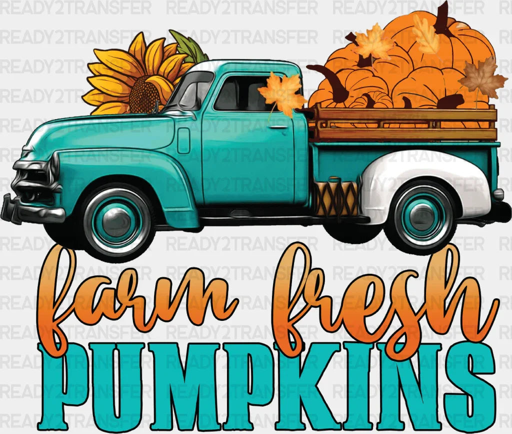 Farm Fresh Pumpkins Truck - Fall Dtf Transfer Adult Unisex S & M (10’’) / Dark Color Design