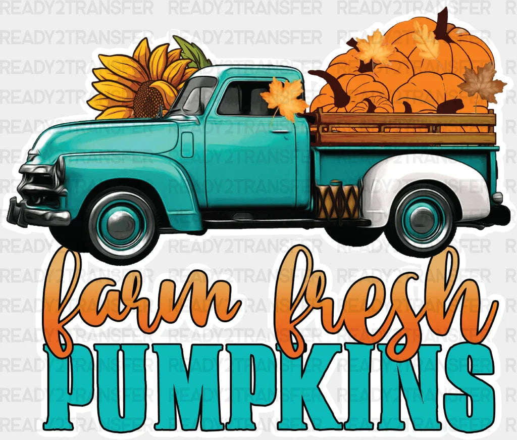 Farm Fresh Pumpkins Truck - Fall Dtf Transfer Adult Unisex S & M (10’’) / Light Color Design