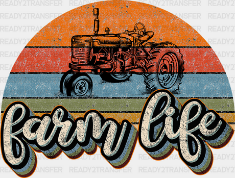 Farm Life Tractor Design - Farmer Dtf Transfer Adult Unisex S & M (10’’) / Dark Color (See Imaging)