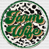 Farm Wife Green Circular Design - Farmer Dtf Transfer Adult Unisex S & M (10’’) / Dark Color