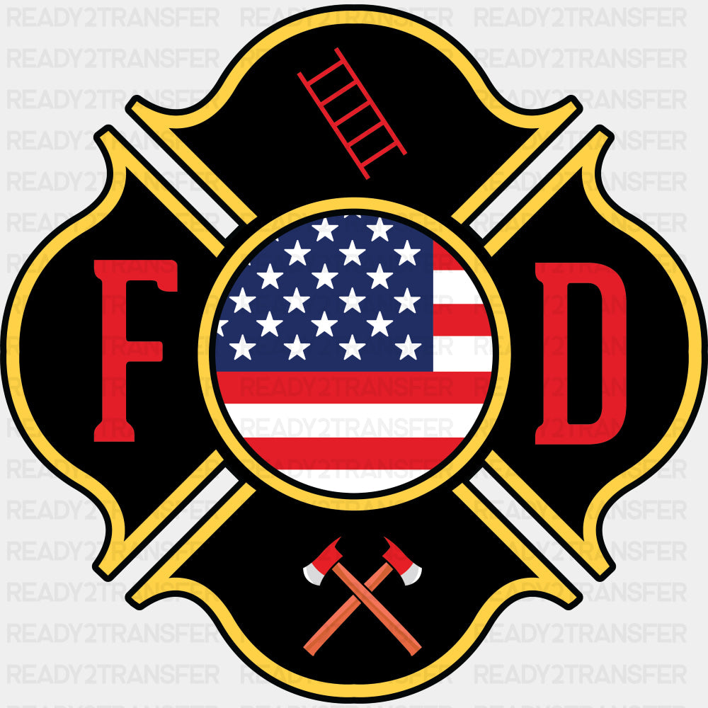 FD US Flag - Fire Department DTF Transfers ready2transfer