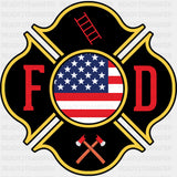 FD US Flag - Fire Department DTF Transfers ready2transfer