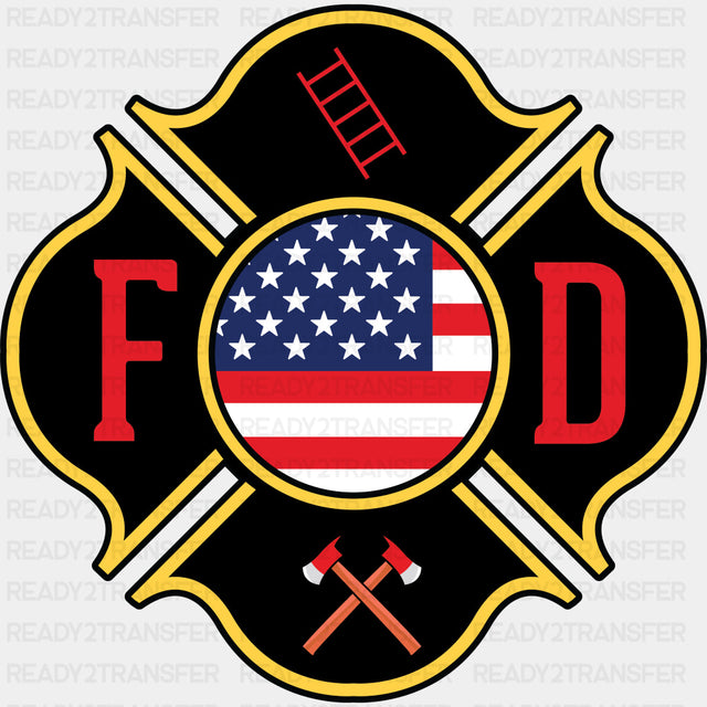 FD US Flag - Fire Department DTF Transfers ready2transfer