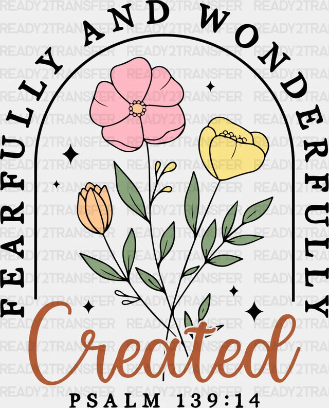 Fearfully And Wonderfully - Christianity Dtf Transfer Adult Unisex S & M (10’’) / Dark Color