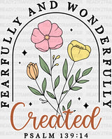 Fearfully And Wonderfully - Christianity Dtf Transfer Adult Unisex S & M (10’’) / Light Color